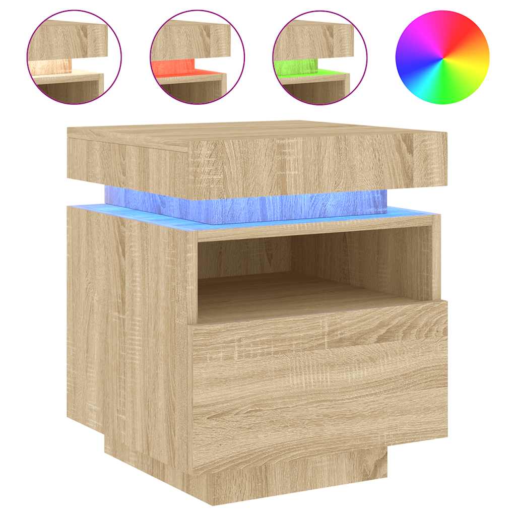Nachttisch mit LED-Leuchten Sonoma-Eiche 40x39x48,5 cm